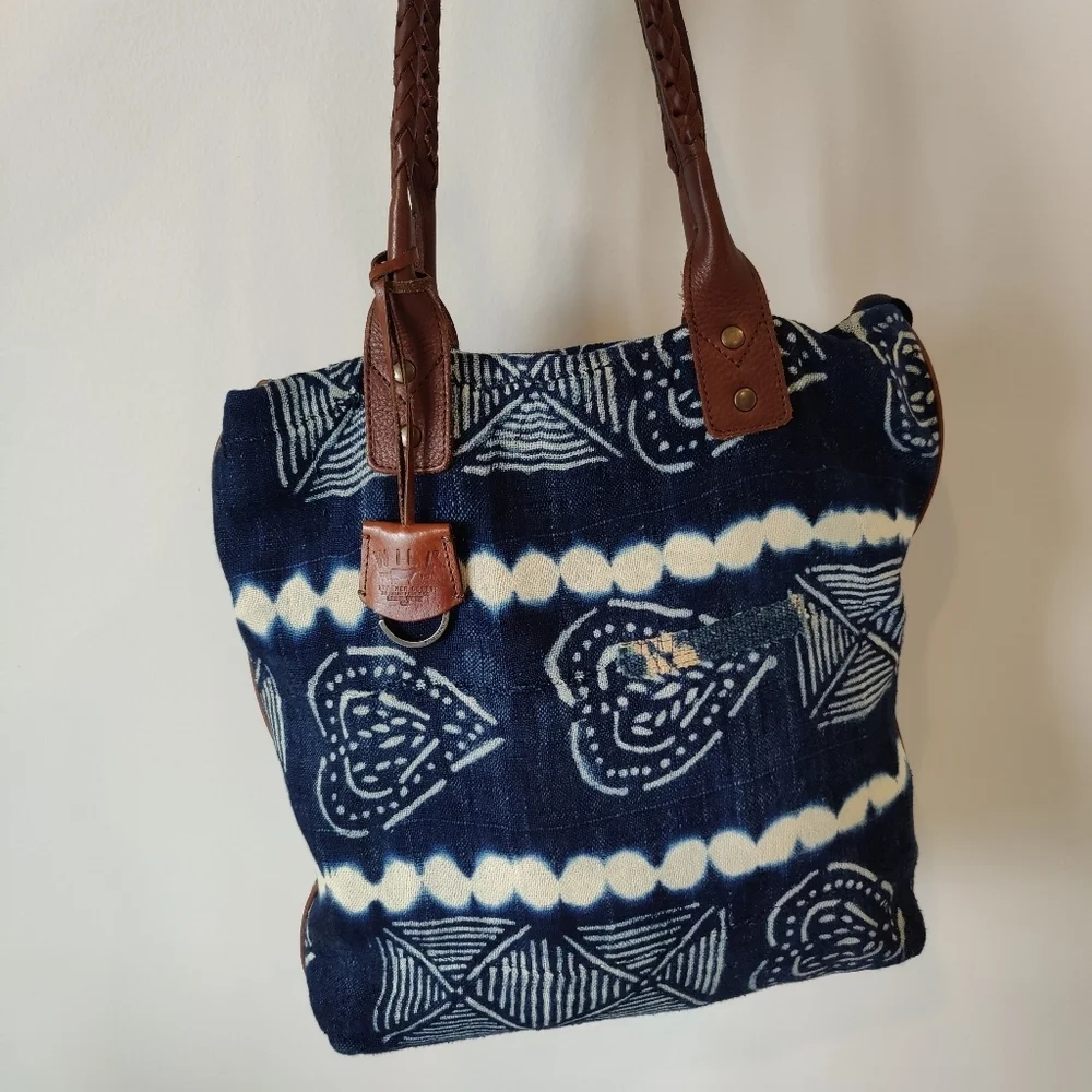 WILL INDIGO DENIM TOTE COGNAC
